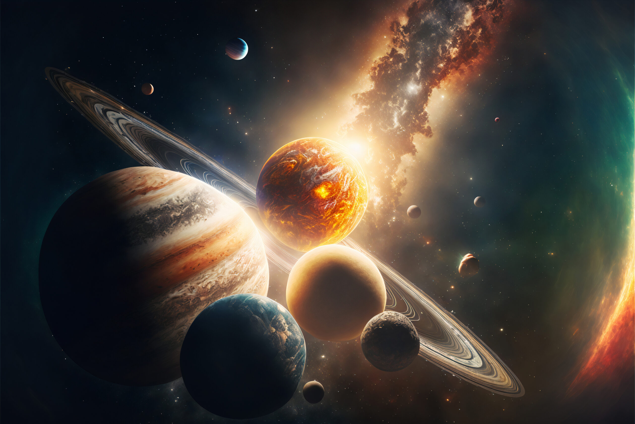 planets solar system universe scaled